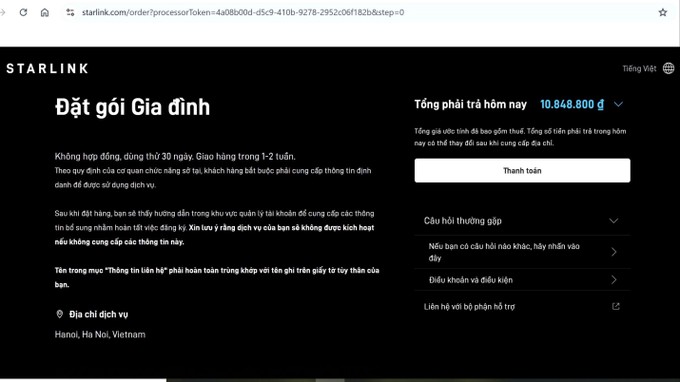 Bản đồ dịch vụ internet vệ tinh Starlink tại Việt Nam đã khắc phục sai soát