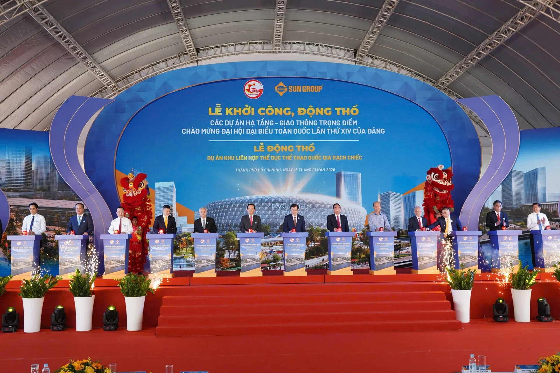 Động thổ Khu liên hợp thể thao Quốc gia Rạch Chiếc hơn 145.600 tỷ đồng